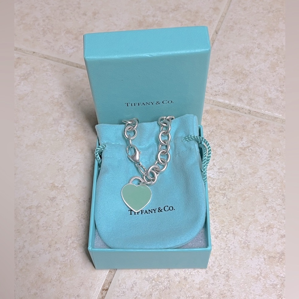 Tiffany & Co. blueish/greenish Enamel Return to Tiffany Heart Tag Bracelet